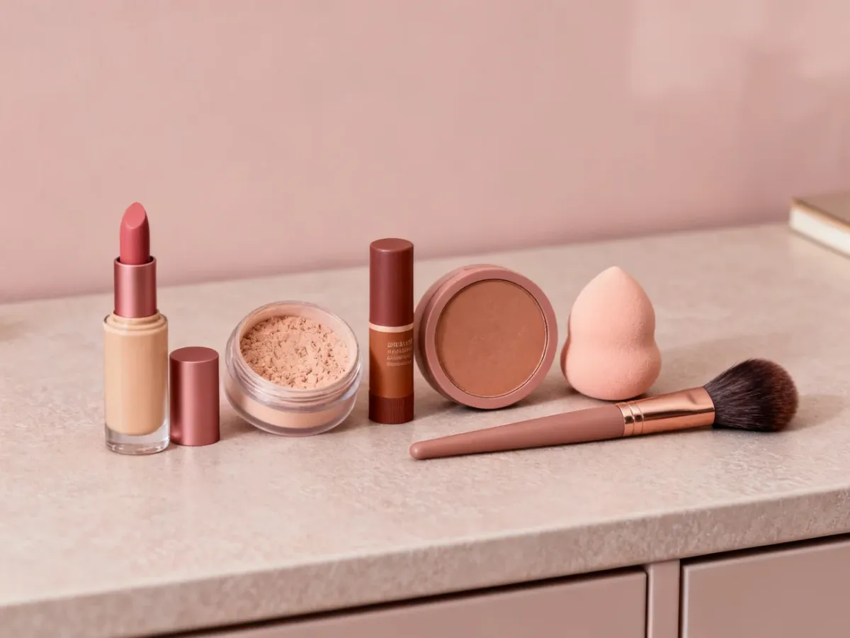 Budget makeup products in rose and neutral shades