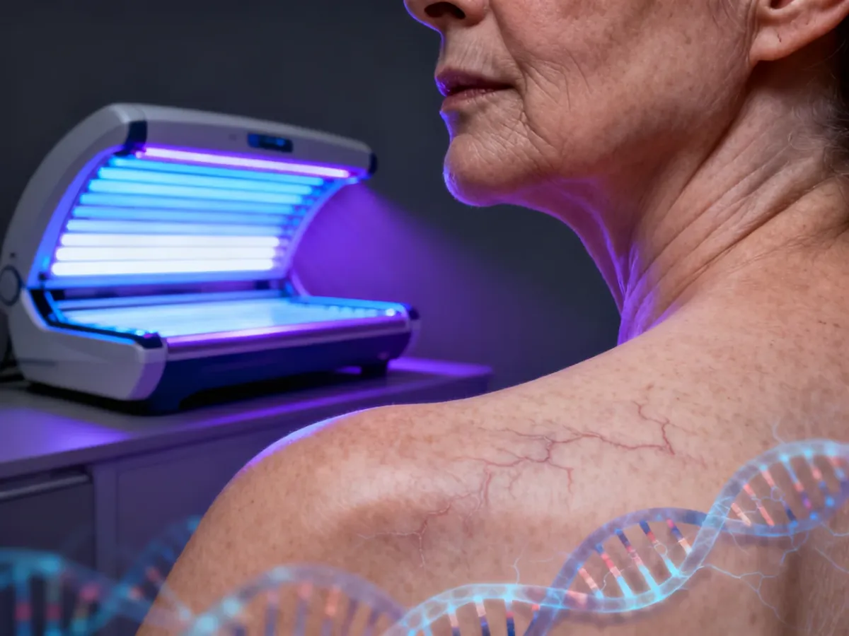 Solarium emitting ultraviolet radiation associated with skin damage