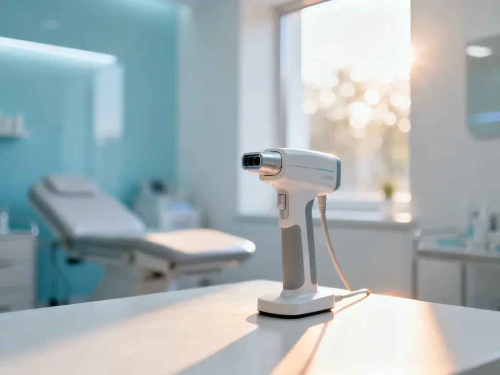 Nowoczesne urządzenie do depilacji laserowej w profesjonalnym gabinecie medycyny estetycznej.