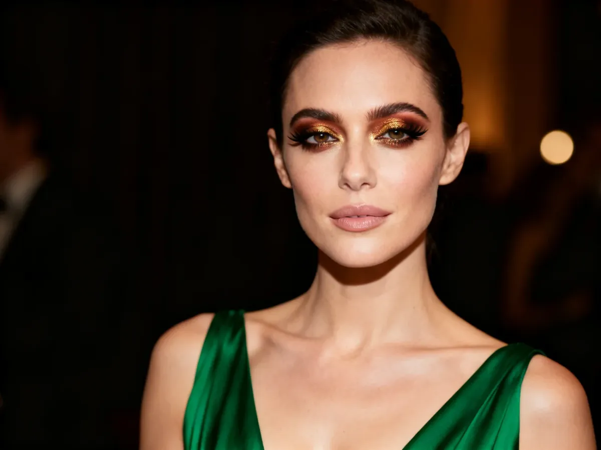 Wieczorowe smoky eyes w ciepłych odcieniach do zielonej sukienki