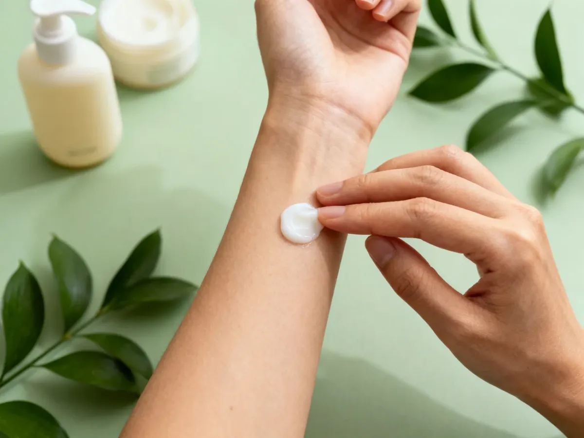 Testing a new skincare product on the inner arm
