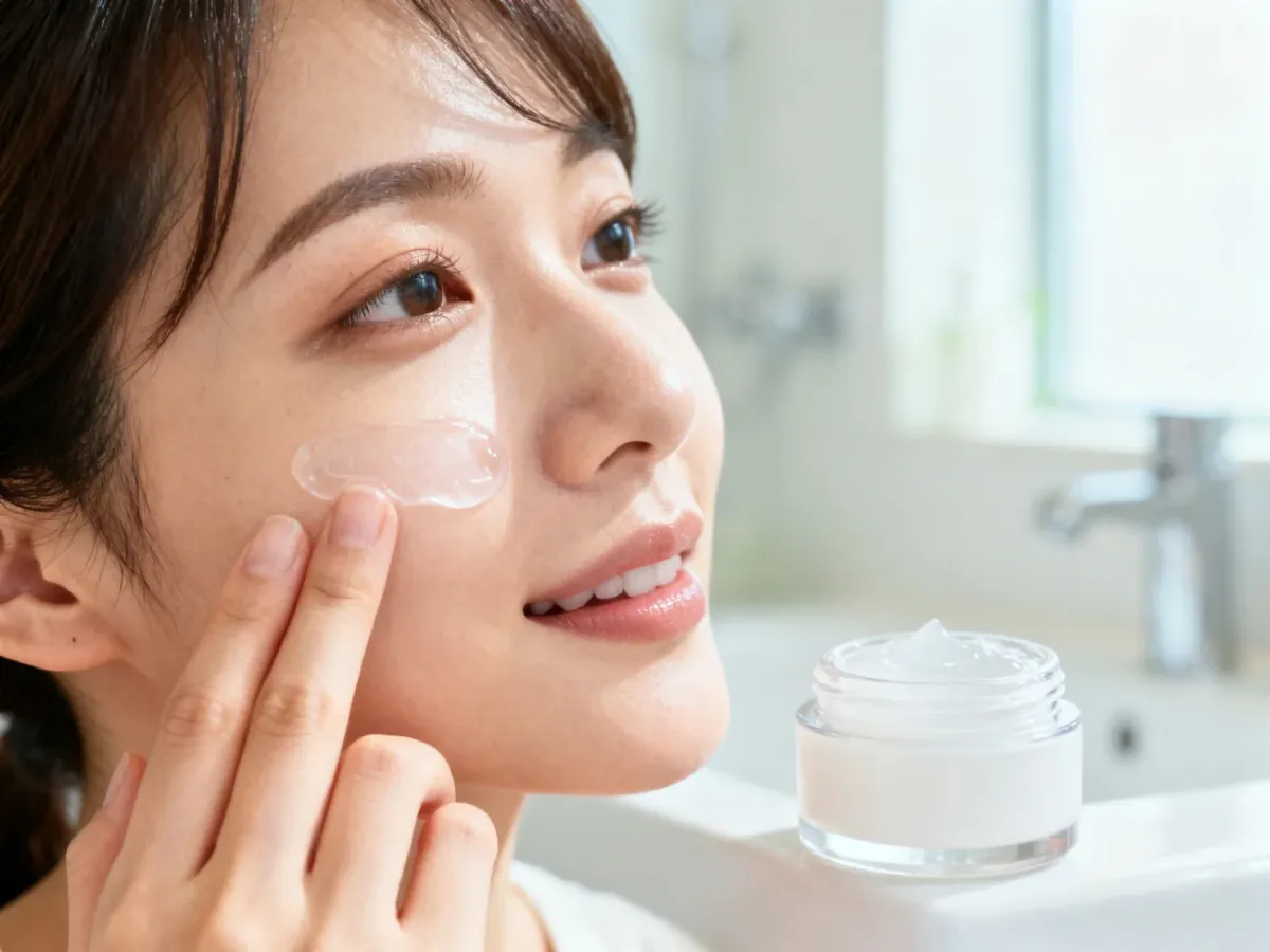 A person applying lightweight gel moisturizer to the face